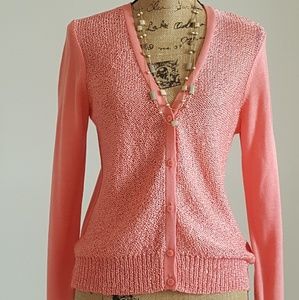 APT 9 Cardigan Sweater - Coral/Peach